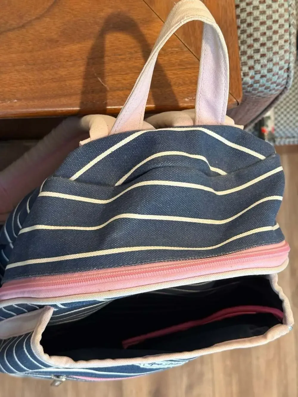 Ame & Lulu Kids Big Love Tennis Backpack Navy White Stripe